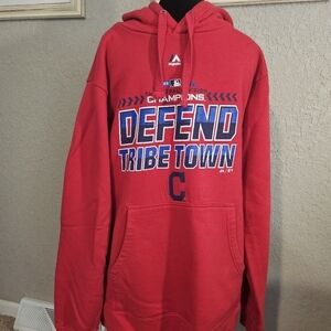 Majestic Cleveland Indians 2018 AL Central Champions Defend Tribe Town Hoodie XL